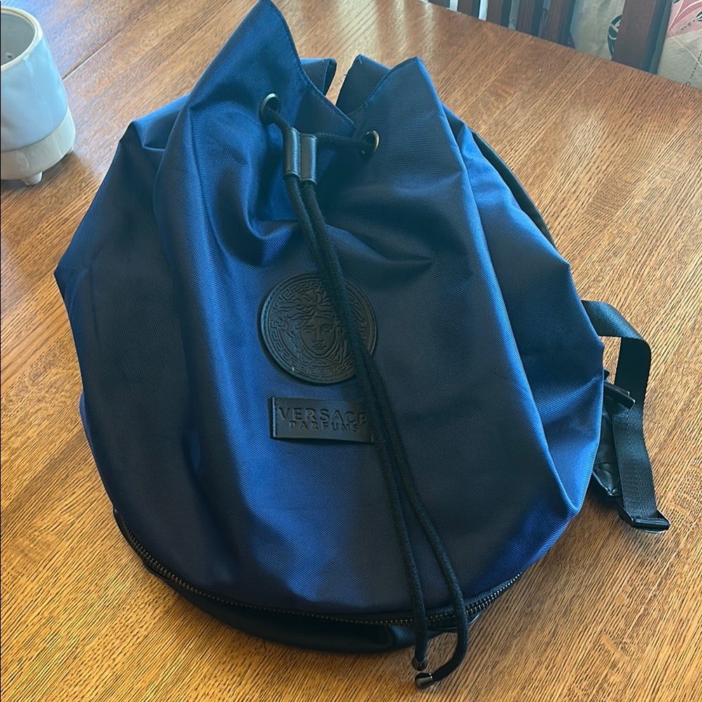Versace Navy Backpack with Black Accents